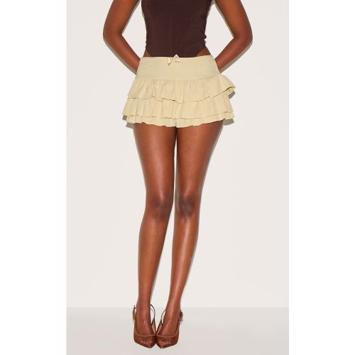 Short culotte bouffant ajusté à détail noeud et volants - PrettyLittleThing - Modalova