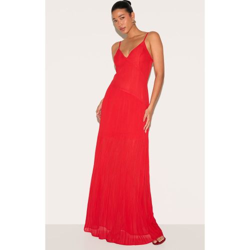 Robe longue tissée à bretelles fines et ourlet plissé - PrettyLittleThing - Modalova