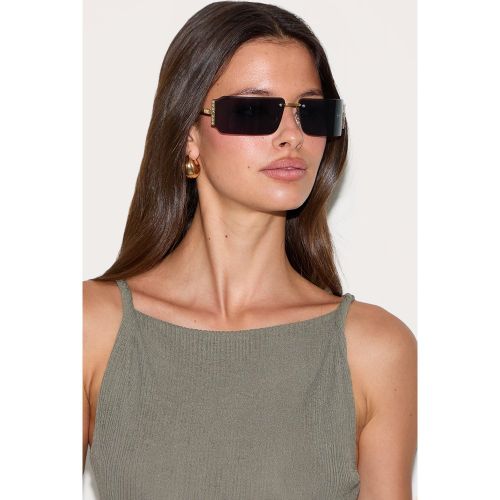 Lunettes de soleil carrées autour des yeux à strass - PrettyLittleThing - Modalova