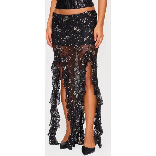 Jupe longue à sequins et détail drapé - PrettyLittleThing - Modalova