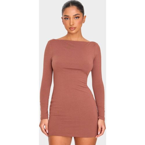 Petite Robe à manches longues en jersey et col bateau - PrettyLittleThing - Modalova