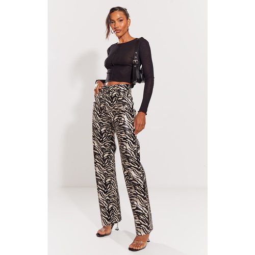 Pantalon droit à imprimé zébré - PrettyLittleThing - Modalova