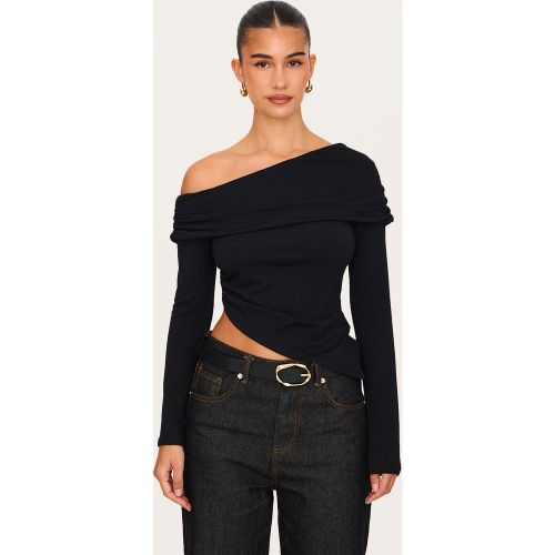 Top manches longues en jersey à contours et col bardot replié - PrettyLittleThing - Modalova