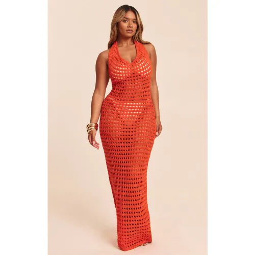 Shape Robe longue en maille crochet à dos nu ouvert - PrettyLittleThing - Modalova