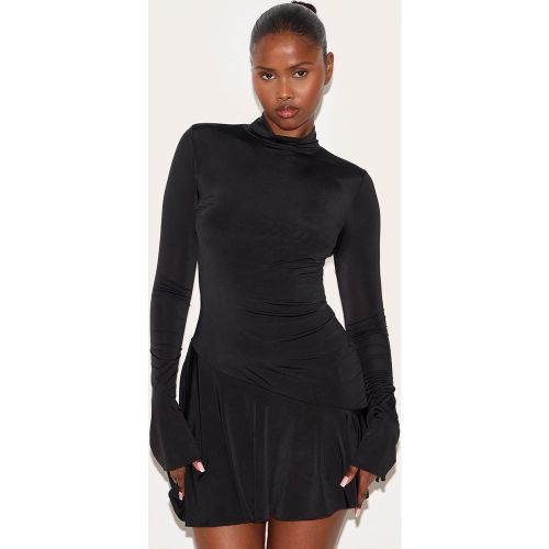 Robe droite moulante à manches longues et ourlet asymétrique - PrettyLittleThing - Modalova