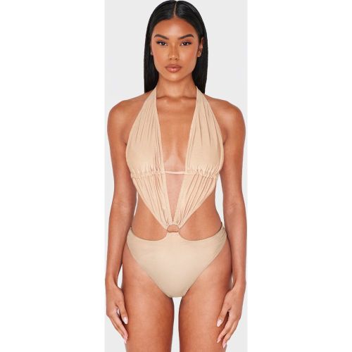 Maillot de bain à décolleté plongeant et détail anneau - PrettyLittleThing - Modalova