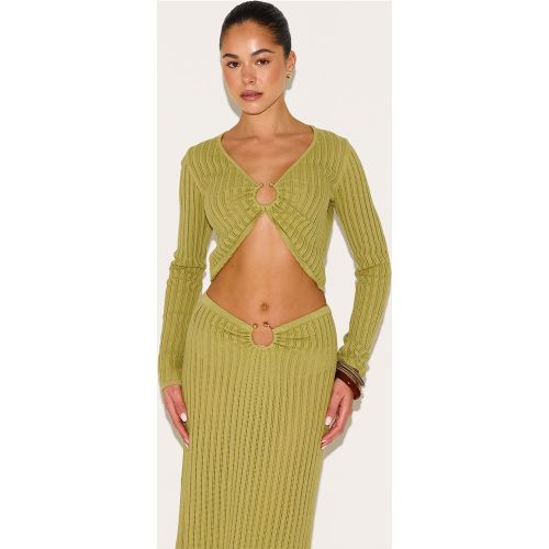 Top en maille pointelle à manches longues et empiècement - PrettyLittleThing - Modalova