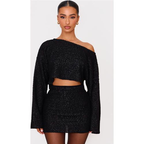 Petite Pull court en maille tricot pailletée à épaule dénudée - PrettyLittleThing - Modalova