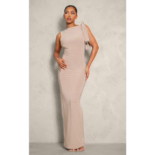 Robe longue moulante à détail drapé et noeud - PrettyLittleThing - Modalova