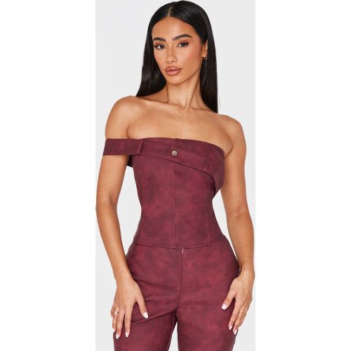 Petite Top en PU à détail replié et bretelle | Taille 30 - PrettyLittleThing - Modalova