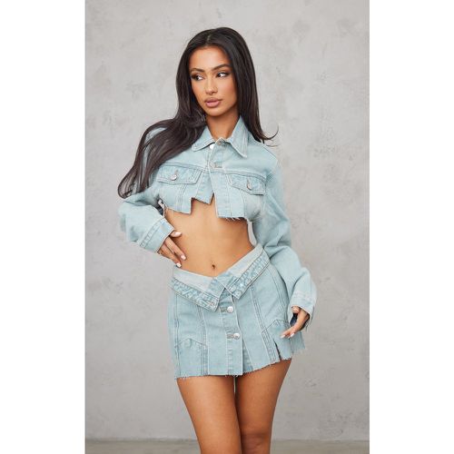 Petite Jupe très courte en jean déchiré à boutons devant - PrettyLittleThing - Modalova