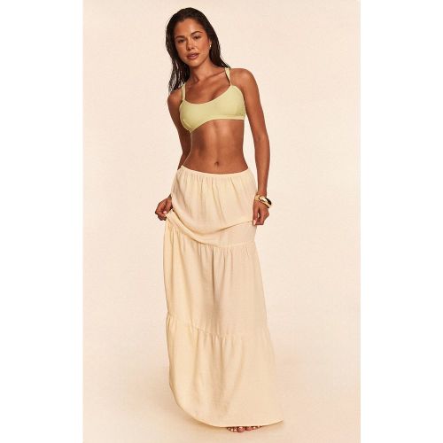 Jupe de plage longue en effet lin à étages | Taille XS - PrettyLittleThing - Modalova