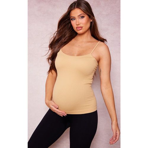 Maternité Top de grossesse long côtelé à bretelles et détail contours - PrettyLittleThing - Modalova