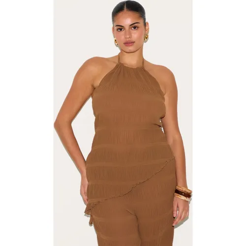 Plus Top long asymétrique tissé texturé transparent à dos ouvert - PrettyLittleThing - Modalova