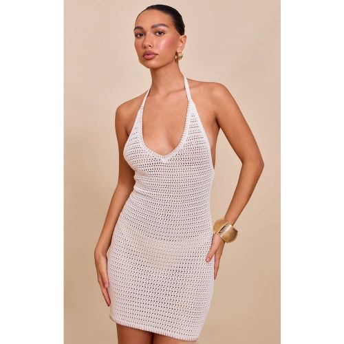 Mini robe en maille style crochet à dos nu et coutures contrastées - PrettyLittleThing - Modalova