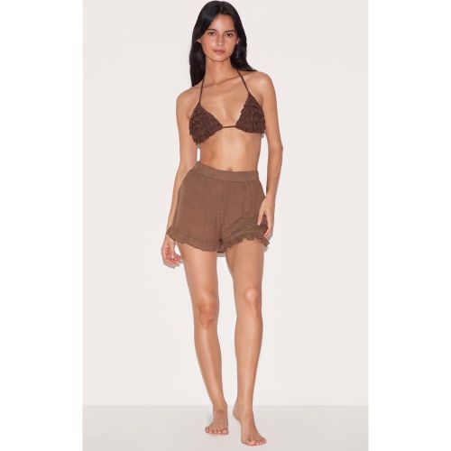 Short en effet lin à bordures volantées - PrettyLittleThing - Modalova