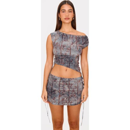 Top dévoré à épaule dénudée et détails noués - PrettyLittleThing - Modalova