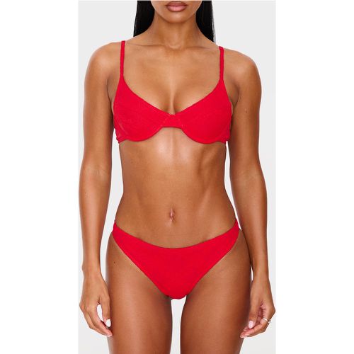 Bas de maillot de bain échancré texturé fleuri - PrettyLittleThing - Modalova