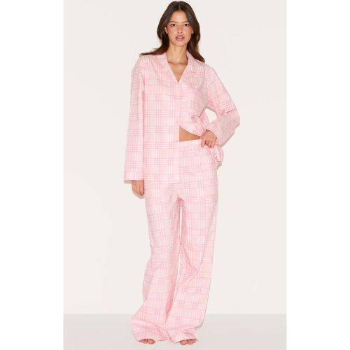 Ensemble de Pyjama Long à Carreaux Brodé - PrettyLittleThing - Modalova