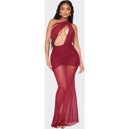 Shape Robe longue asymétrique à empiècement en mesh et découpes - PrettyLittleThing - Modalova