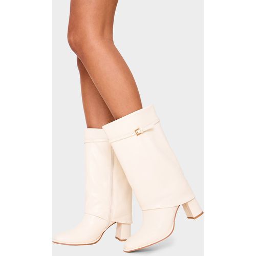 Bottes hautes pointues en PU à boucle et talon carré - PrettyLittleThing - Modalova