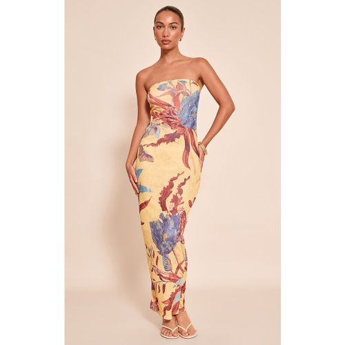 Robe bustier longue texturée imprimé fleuri abstrait - PrettyLittleThing - Modalova