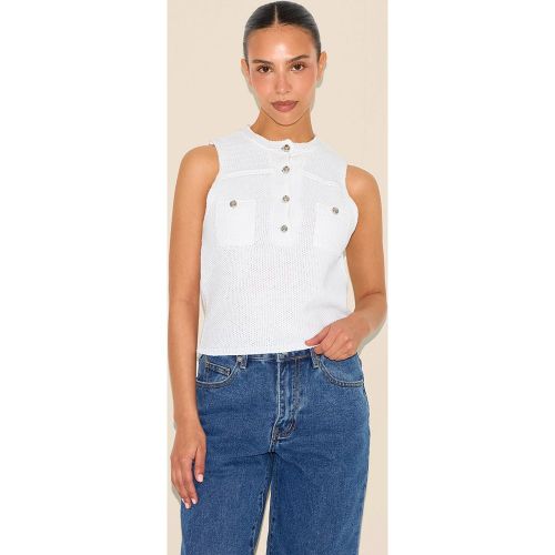 Petite Top long en maille tricot blanche à boutons - PrettyLittleThing - Modalova