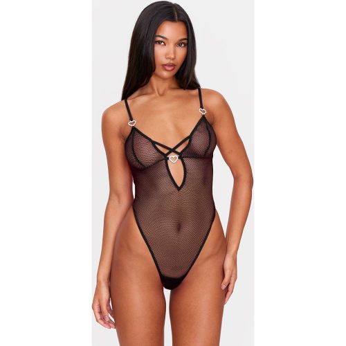 Body de lingerie en résille à empiècement coeurs strassés - PrettyLittleThing - Modalova