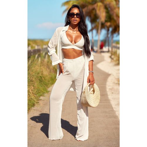 Pantalon de plage droit en mousseline de soie blanche - PrettyLittleThing - Modalova