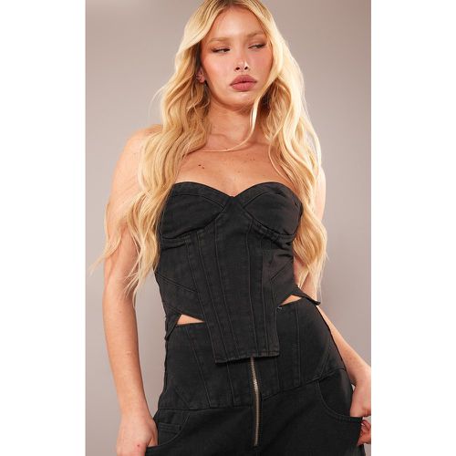 Top corset en jean à détail coutures - PrettyLittleThing - Modalova