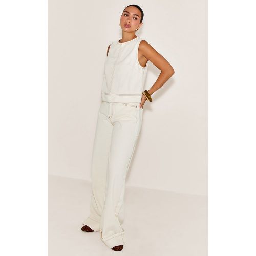 Jean large écru à ourlets retroussés | Taille 44 - PrettyLittleThing - Modalova