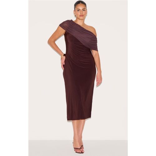 Plus Robe longue moulante doublée à partie superposée en mesh - PrettyLittleThing - Modalova