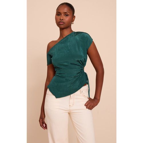 Top long turquoise froissé mat découpe en matière satinée - PrettyLittleThing - Modalova
