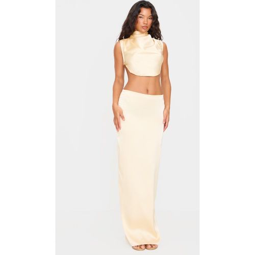 Jupe longue satinée butter cream à taille mi-haute - PrettyLittleThing - Modalova