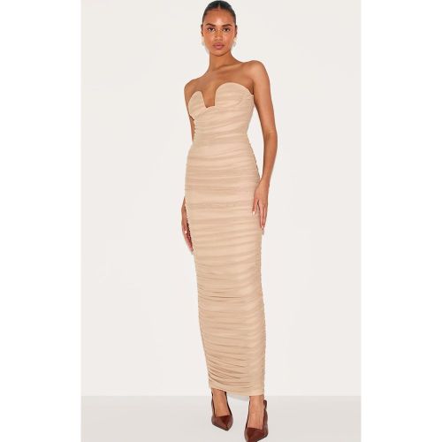 Robe bustier longue en mesh froncée - PrettyLittleThing - Modalova