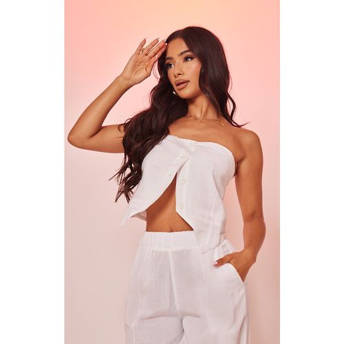 Petite Top long bustier en effet lin - PrettyLittleThing - Modalova