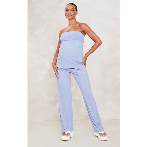 Maternité Pantalon de grossesse large côtelé texturé bleu-gris - PrettyLittleThing - Modalova