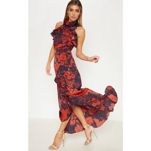 Robe longue volantée effet portefeuille florale - PrettyLittleThing - Modalova