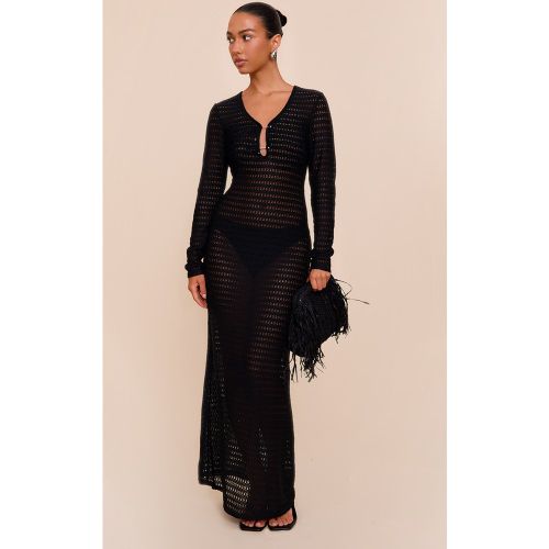 Robe longue en maille style crochet à manches longues et empiècement - PrettyLittleThing - Modalova