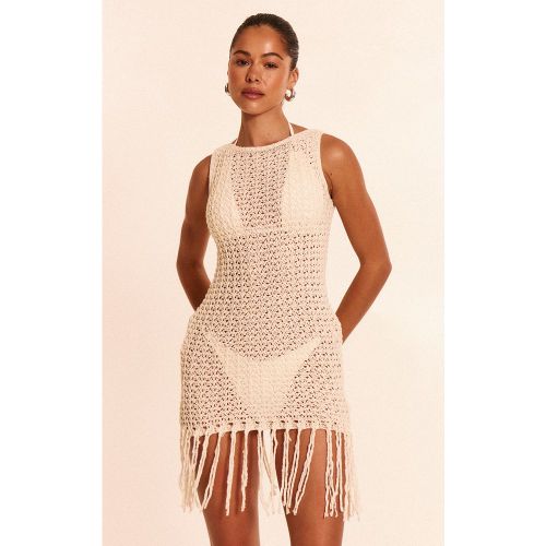 Mini robe en maille style crochet à col bateau et franges - PrettyLittleThing - Modalova