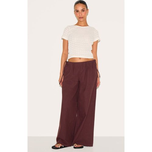 Petite Pantalon en effet lin à cordons ajustables - PrettyLittleThing - Modalova