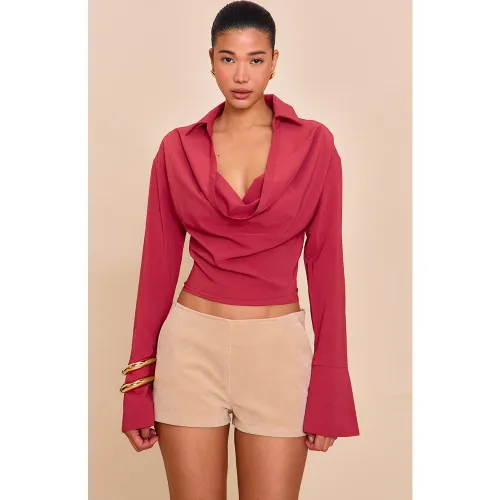 Blouse en mousseline de soie à col bénitier - PrettyLittleThing - Modalova