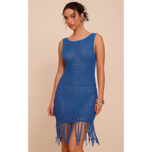 Mini robe en maille style crochet à col bateau et franges - PrettyLittleThing - Modalova