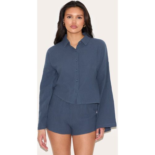 Short oversize fluide en effet lin - PrettyLittleThing - Modalova