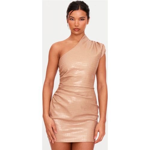 Robe moulante asymétrique en PU effet croco - PrettyLittleThing - Modalova