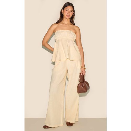 Pantalon large fluide en effet lin - PrettyLittleThing - Modalova