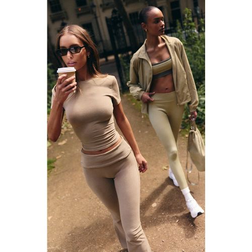 Top en coton doux sauge à manches courtes | Taille Large - PrettyLittleThing - Modalova