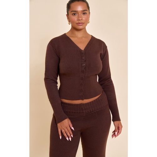 Cardigan Sculptant en maille tricot décolleté plongeant | Taille Large - PrettyLittleThing - Modalova