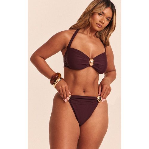 Shape Bas de maillot de bain échancré à empiècements dorés - PrettyLittleThing - Modalova