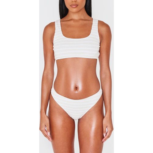 Bas de maillot de bain tanga crêpé à rayures - PrettyLittleThing - Modalova
